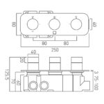 Vado Tablet Altitude Brushed Black Horizontal 3 Outlet, 3 Handle All-Flow Valve