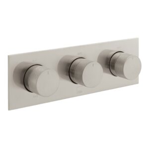 Vado Tablet Knurled Brushed Nickel Horizontal 3 Outlet, 3 Handle Shower Valve