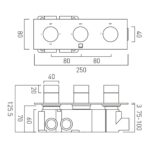 Vado Tablet Knurled Brushed Nickel Horizontal 3 Outlet, 3 Handle Shower Valve