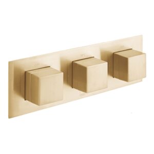 Vado Tablet Notion Brushed Gold Horizontal 3 Outlet, 3 Handle All-Flow Valve