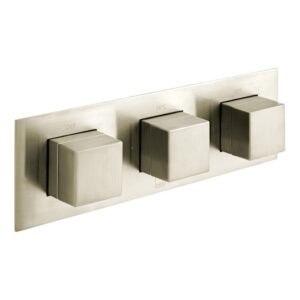 Vado Tablet Notion Brushed Nickel Horizontal 3 Outlet, 3 Handle Shower Valve