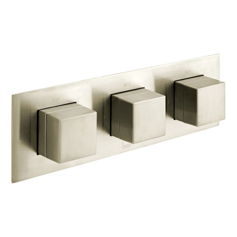 Vado Tablet Notion Brushed Nickel Horizontal 3 Outlet, 3 Handle Shower Valve