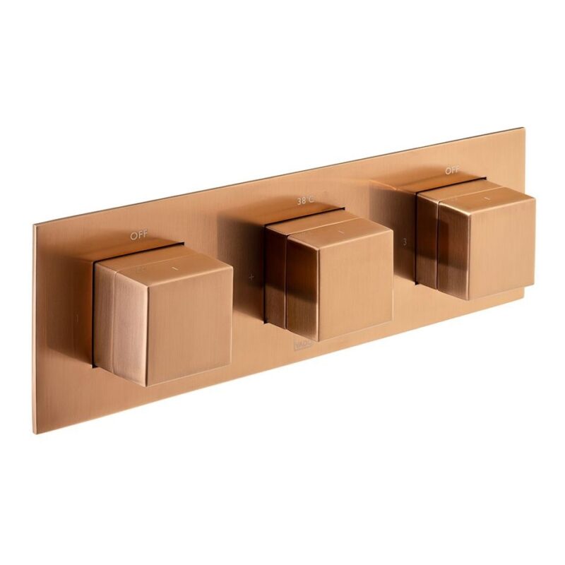 Vado Tablet Notion Brushed Bronze Horizontal 3 Outlet, 3 Handle Shower Valve Vado Tablet Notion Brushed Bronze Horizontal 3 Outlet, 3 Handle Shower Valve