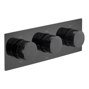 Vado Omika Polished Black 3 Outlet 3 Handle Horizontal Shower Valve
