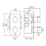 Vado Tablet Altitude Brushed Nickel Vertical Concealed 2 Outlet, 2 Handle All-Flow Valve
