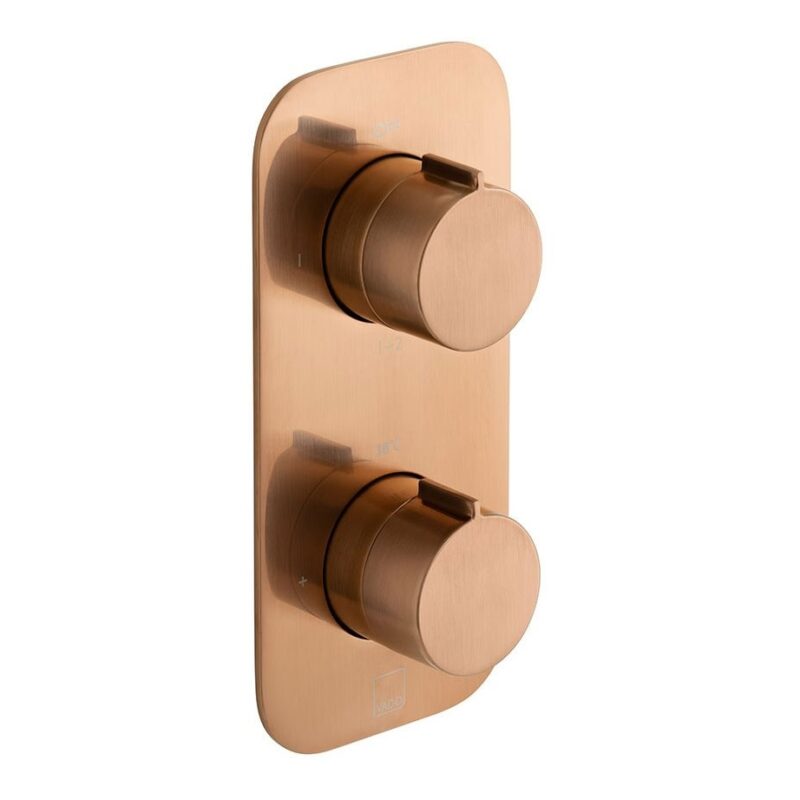 Vado Tablet Altitude Brushed Bronze Vertical 2 Outlet, 2 Handle All-Flow Shower Valve Vado Tablet Altitude Brushed Bronze Vertical 2 Outlet, 2 Handle All-Flow Shower Valve