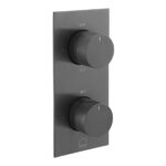 Vado Tablet Knurled Brushed Black Vertical 2 Outlet, 2 Handle Shower Valve