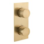 Vado Tablet Knurled Brushed Gold Vertical 2 Outlet, 2 Handle Shower Valve