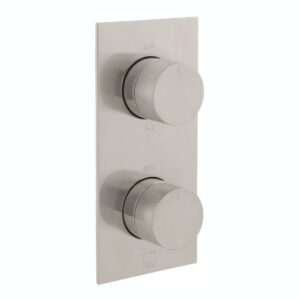 Vado Tablet Knurled Brushed Nickel Vertical 2 Outlet, 2 Handle Shower Valve