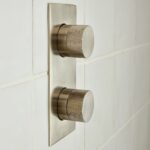Vado Tablet Knurled Brushed Nickel Vertical 2 Outlet, 2 Handle Shower Valve