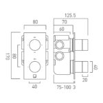 Vado Tablet Knurled Brushed Nickel Vertical 2 Outlet, 2 Handle Shower Valve