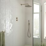 Vado Tablet Knurled Brushed Nickel Vertical 2 Outlet, 2 Handle Shower Valve