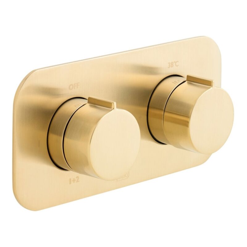 Vado Tablet Altitude Brushed Gold Horizontal Concealed 2 Outlet, 2 Handle All-Flow Valve