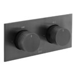Vado Tablet Knurled Brushed Black Horizontal 2 Outlet, 2 Handle Shower Valve