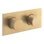 Vado Tablet Knurled Brushed Gold Horizontal 2 Outlet, 2 Handle Shower Valve