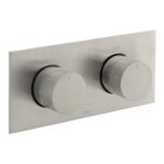 Vado Tablet Knurled Brushed Nickel Horizontal 2 Outlet, 2 Handle Shower Valve