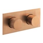 Vado Tablet Knurled Brushed Bronze Horizontal 2 Outlet, 2 Handle Shower Valve
