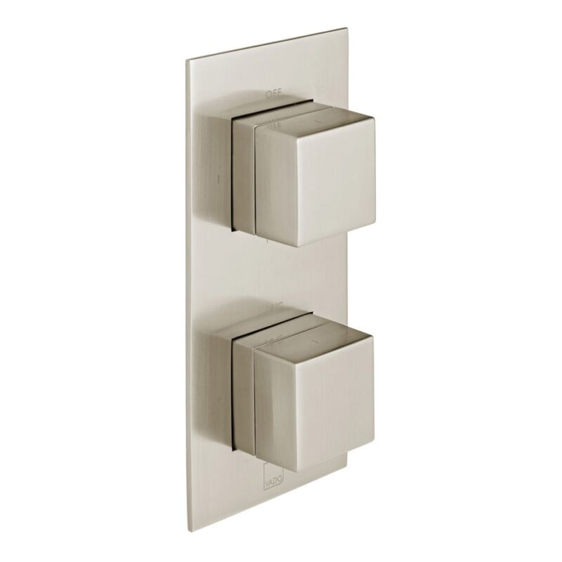 Vado Tablet Notion Brushed Nickel Vertical 2 Outlet, 2 Handle All-Flow Shower Valve