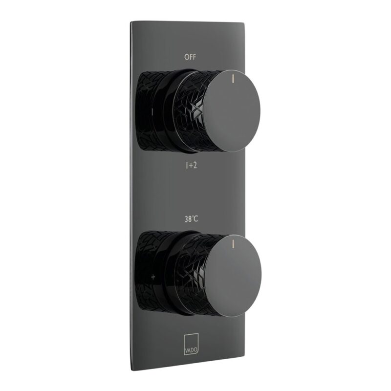 Vado Tablet Omika Polished Black 2 Outlet 2 Handle Vertical Shower Valve