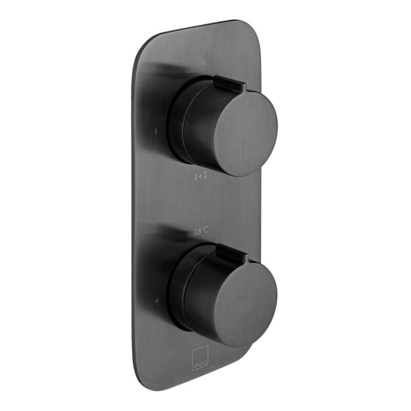 Vado Tablet Altitude Brushed Black Vertical Concealed 1 Outlet, 2 Handle Valve Vado Tablet Altitude Brushed Black Vertical Concealed 1 Outlet, 2 Handle Valve