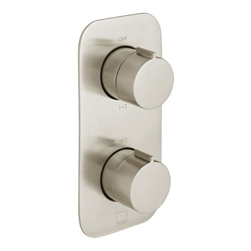 Vado Tablet Altitude Brushed Nickel Vertical Concealed 1 Outlet, 2 Handle Valve Vado Tablet Altitude Brushed Nickel Vertical Concealed 1 Outlet, 2 Handle Valve