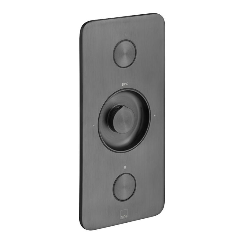 Vado Zone Brushed Black 2 Button 2 Outlet Vertical Shower Valve