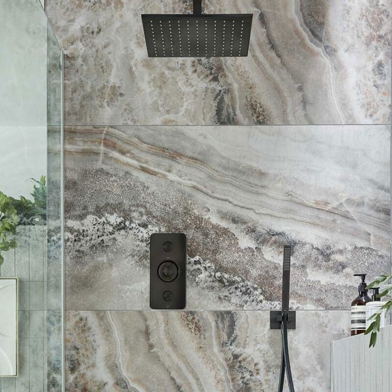 Vado Zone Brushed Black 2 Button 2 Outlet Vertical Shower Valve
