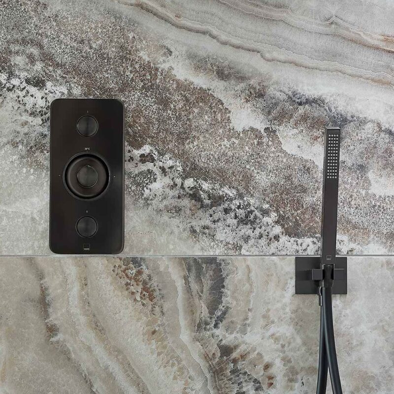 Vado Zone Brushed Black 2 Button 2 Outlet Vertical Shower Valve