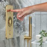 Vado Zone Brushed Gold 2 Button 2 Outlet Vertical Shower Valve
