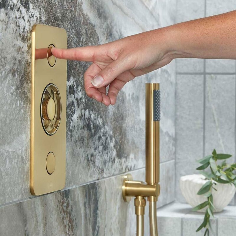 Vado Zone Brushed Gold 2 Button 2 Outlet Vertical Shower Valve
