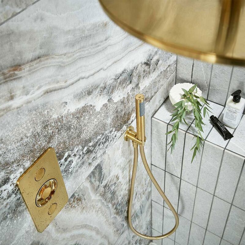 Vado Zone Brushed Gold 2 Button 2 Outlet Vertical Shower Valve
