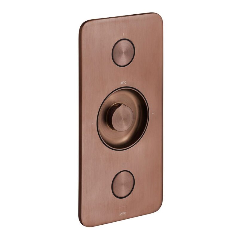 Vado Zone Brushed Bronze 2 Button 2 Outlet Vertical Shower Valve