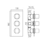 Vado Mix 2 Outlet, 3 Handle Thermostatic Shower Valve