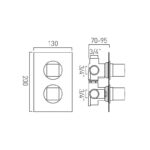 Vado Mix 3 Outlet, 2 Handle Thermostatic Shower Valve