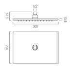 Vado Omika Shower Head 200 x 300mm