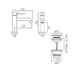 Vado Origins Slimline Mono Basin Mixer with Universal Waste