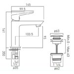 Vado Photon Mini Mono Basin Mixer with Universal Waste