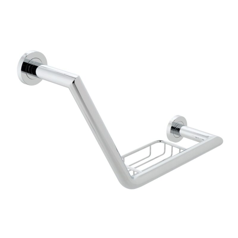 Vado Spa Angled Grab Rail with Basket 456mm Vado Spa Angled Grab Rail with Basket 456mm