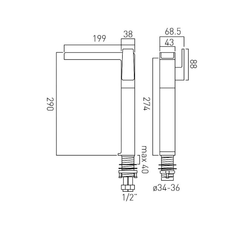Vado Synergie Progressive Extended Mono Basin Mixer