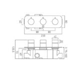Vado Altitude 2 Outlet 3 Handle Horizontal Thermostatic Valve