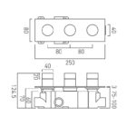 Vado Omika 2 Outlet 3 Handle Horizontal Thermostatic Valve