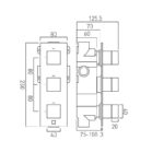 Vado Notion 2 Outlet 3 Handle Vertical Thermostatic Valve