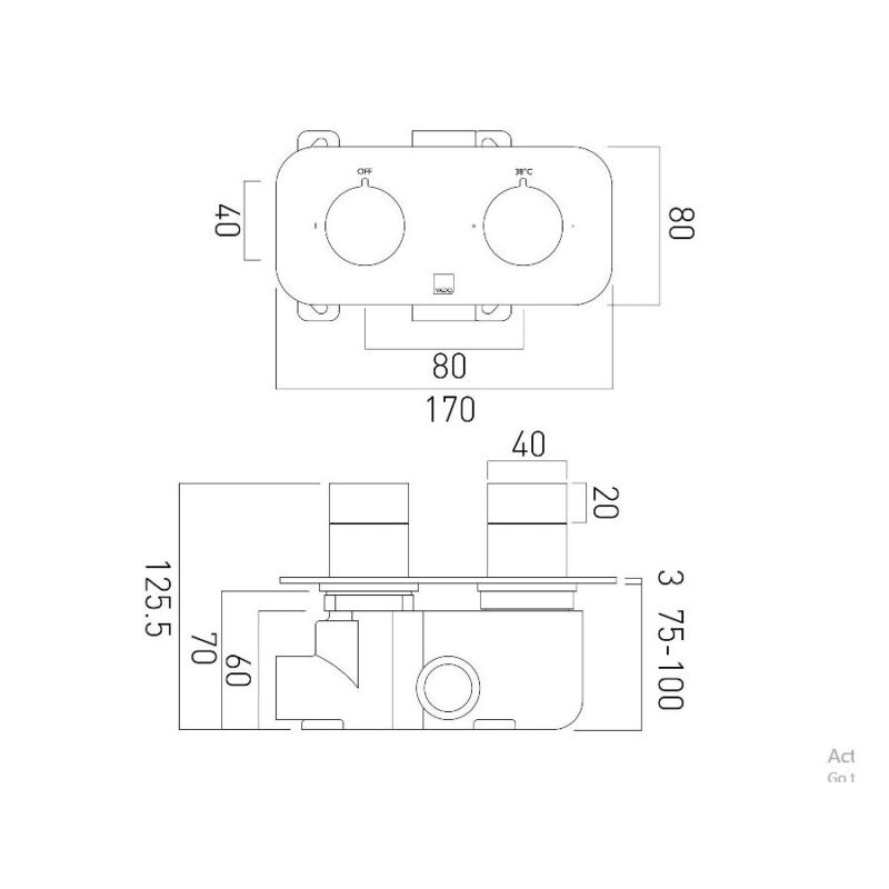 Vado Altitude 1 Outlet 2 Handle Horizontal Thermostatic Valve