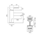 Vado Te Mono Basin Mixer with Universal Waste