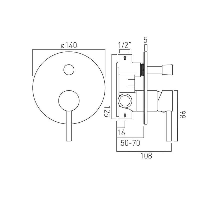 Vado Zoo Manual Shower Valve with Diverter