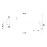 Vema Tiber 400mm Shower Arm Stainless Steel