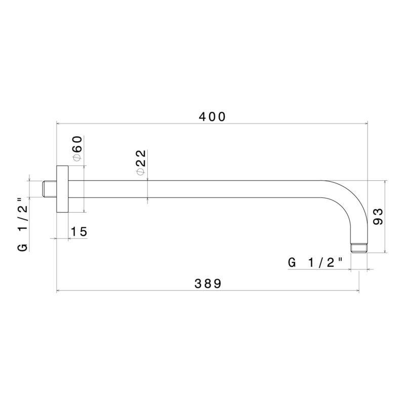 Vema Tiber 400mm Shower Arm Stainless Steel
