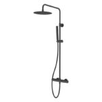 Vema Thermostatic Shower with Fixed Head & Riser Matt Black