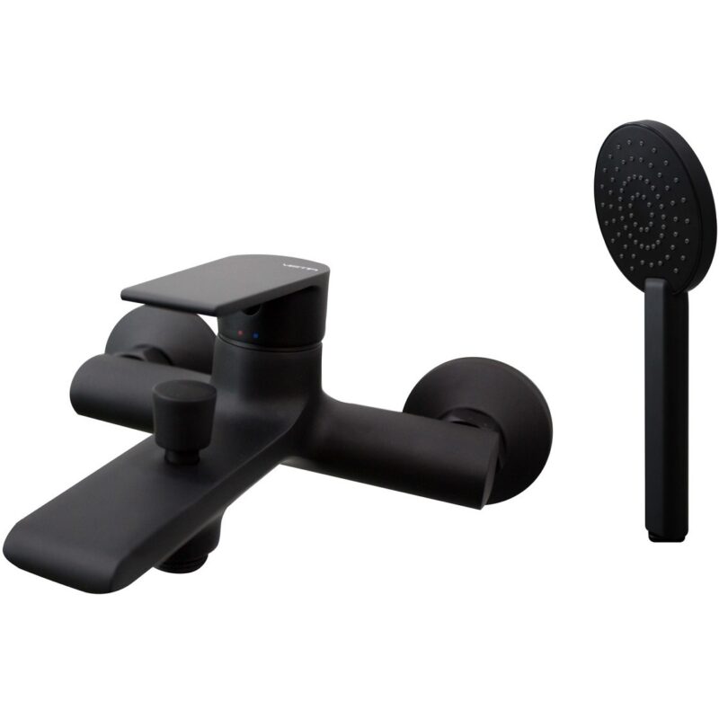 Vema Timea Wall Mounted Bath/Shower Mixer Matt Black
