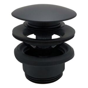 Vema Unslotted Push Button Basin Waste Matt Black